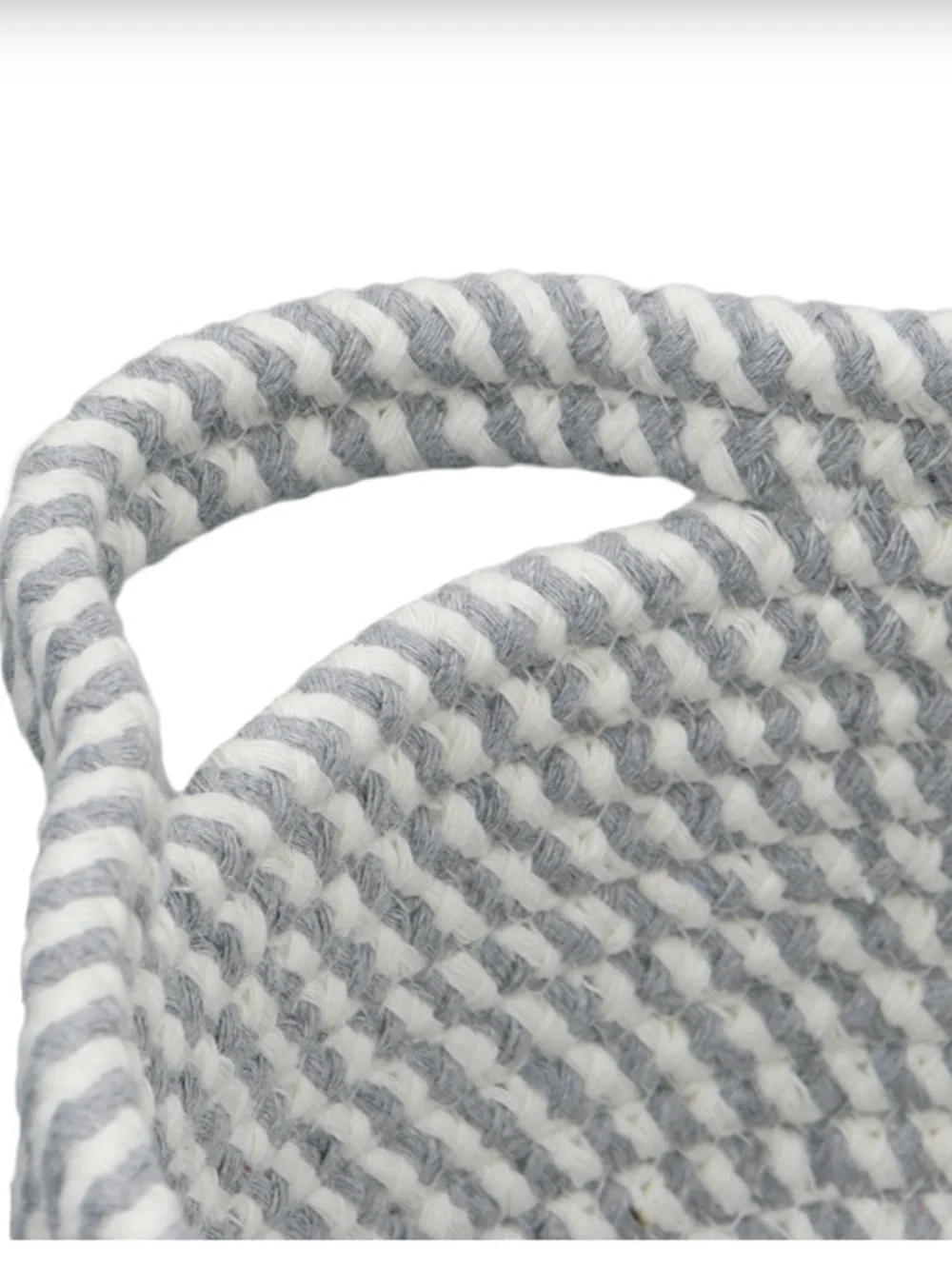 JVL Edison Gray /White Woven Rope Storage 3  Nesting Baskets with Handles Cotton